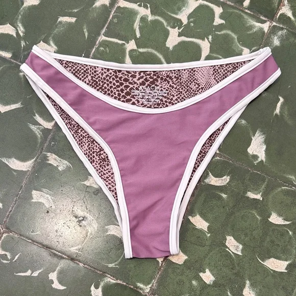 Acacia Swimwear Leopard Print Bikini Bottom with White Trim - Picture 1 of 3